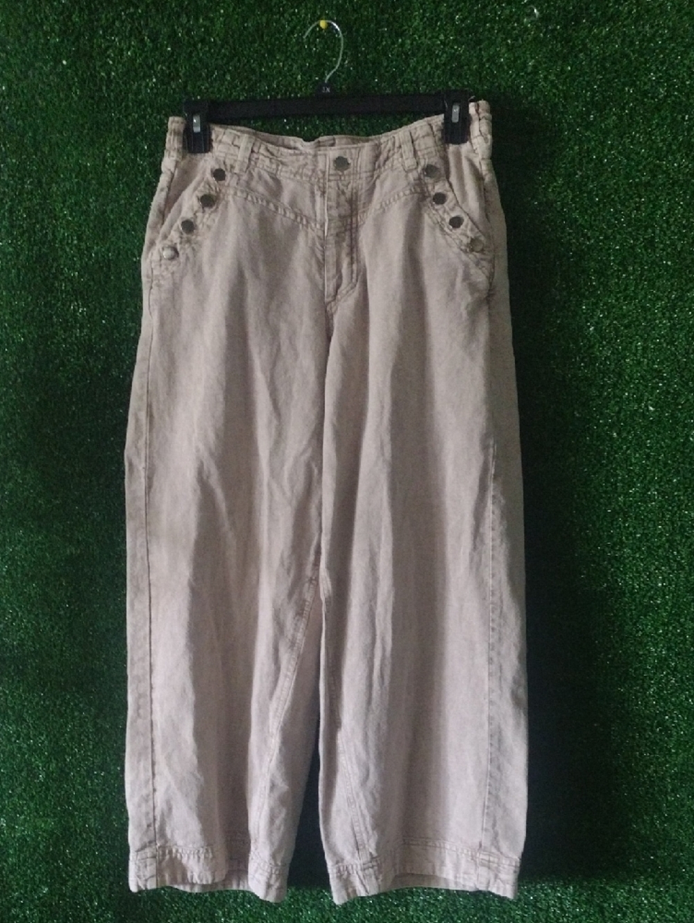 Free People High-Rise Wide Leg Pants in Light Taupe - Picture 3 of 3